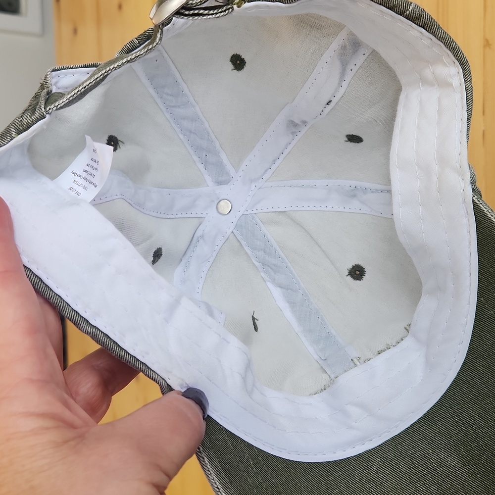 Distressed Olive Green Dry Shampoo Embroidered Baseball Cap - Picture 8 of 9